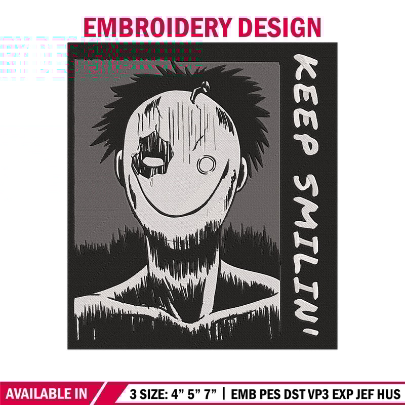 Just Smile Embroidery Design, Horror Embroidery, Embroidery File, Anime Embroidery,Anime shirt, Digital download.jpg