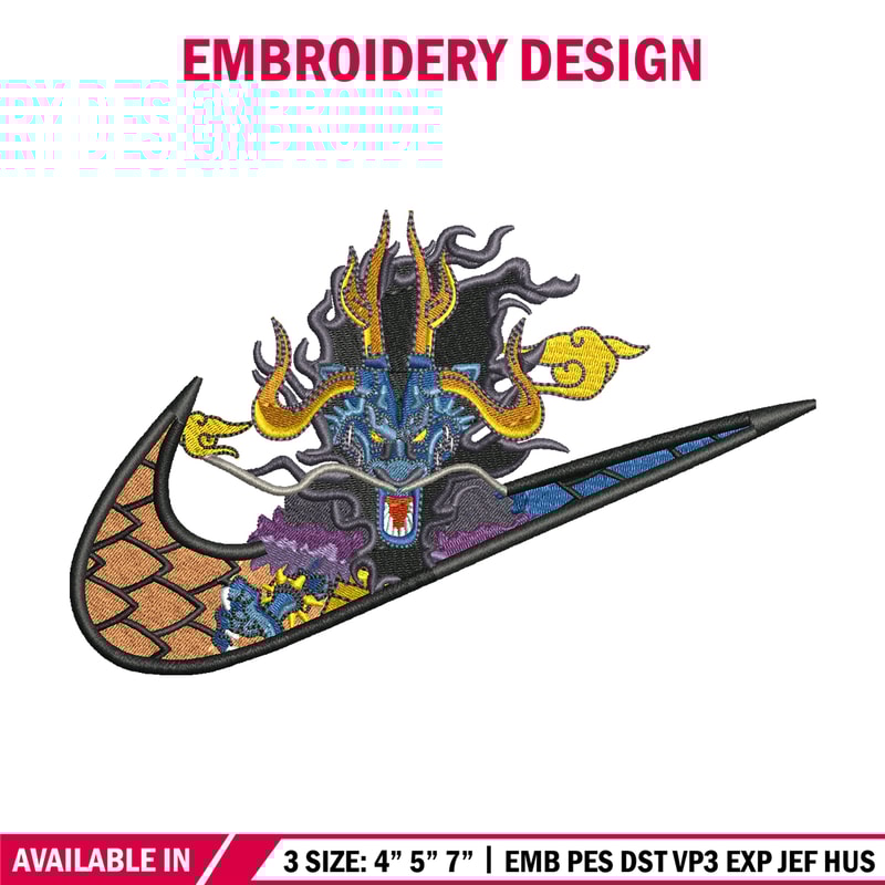 Kaido Nike embroidery design, One Piece embroidery, nike design, anime design, anime shirt, Digital download.jpg
