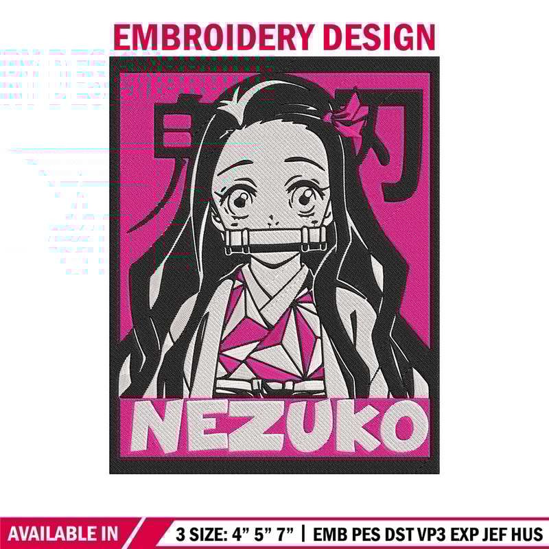 Kamado nezuko poster Embroidery Design, Demon slayer Embroidery, Embroidery File, Anime Embroidery, Digital download..jpg