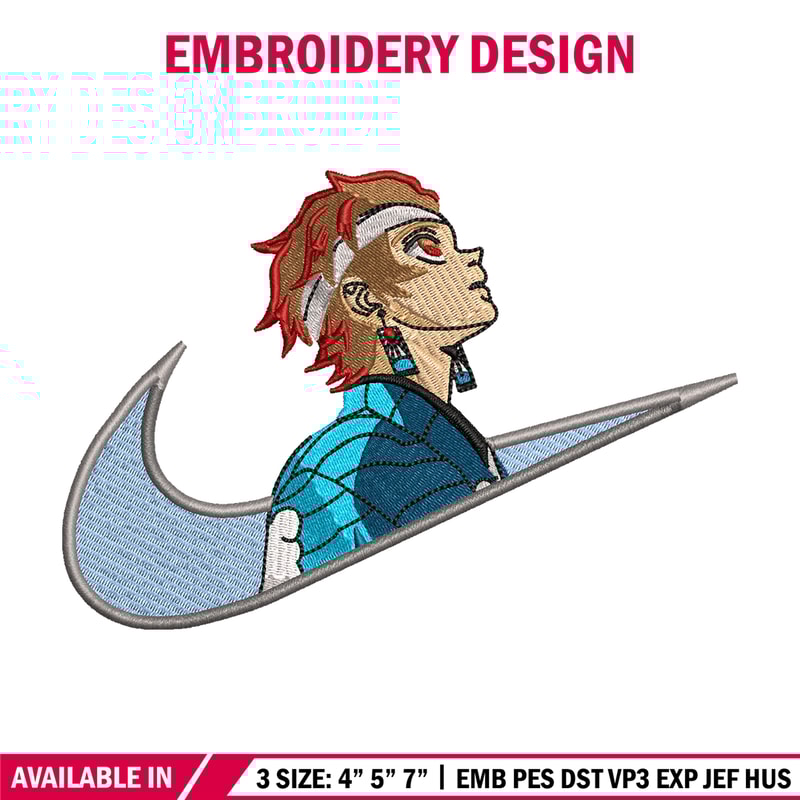 Kamado Tanjiro Nike embroidery design, Kimetsu no Yaiba embroidery, Nike design, anime design, Digital download.jpg
