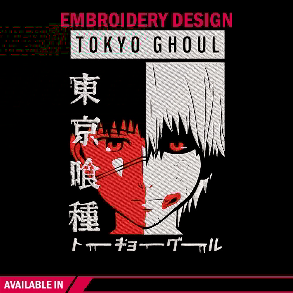 Ken kaneki poster Embroidery Design, Tokyo Ghoul Embroidery, Embroidery File, Anime Embroidery, Digital download.jpg
