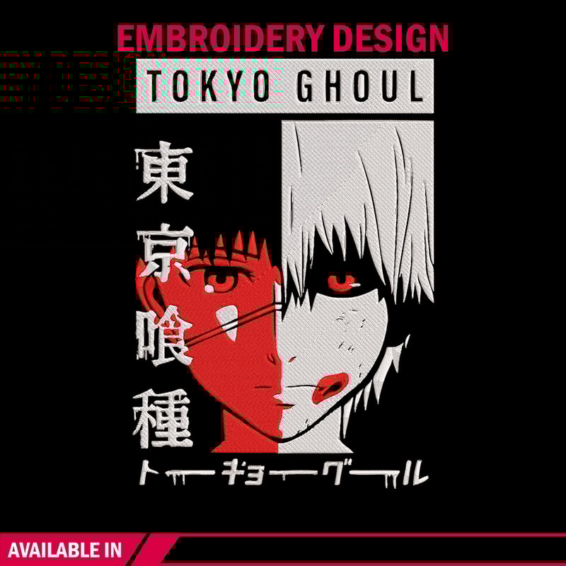 Ken kaneki poster Embroidery Design, Tokyo Ghoul Embroidery, Embroidery File, Anime Embroidery, Digital download.jpg