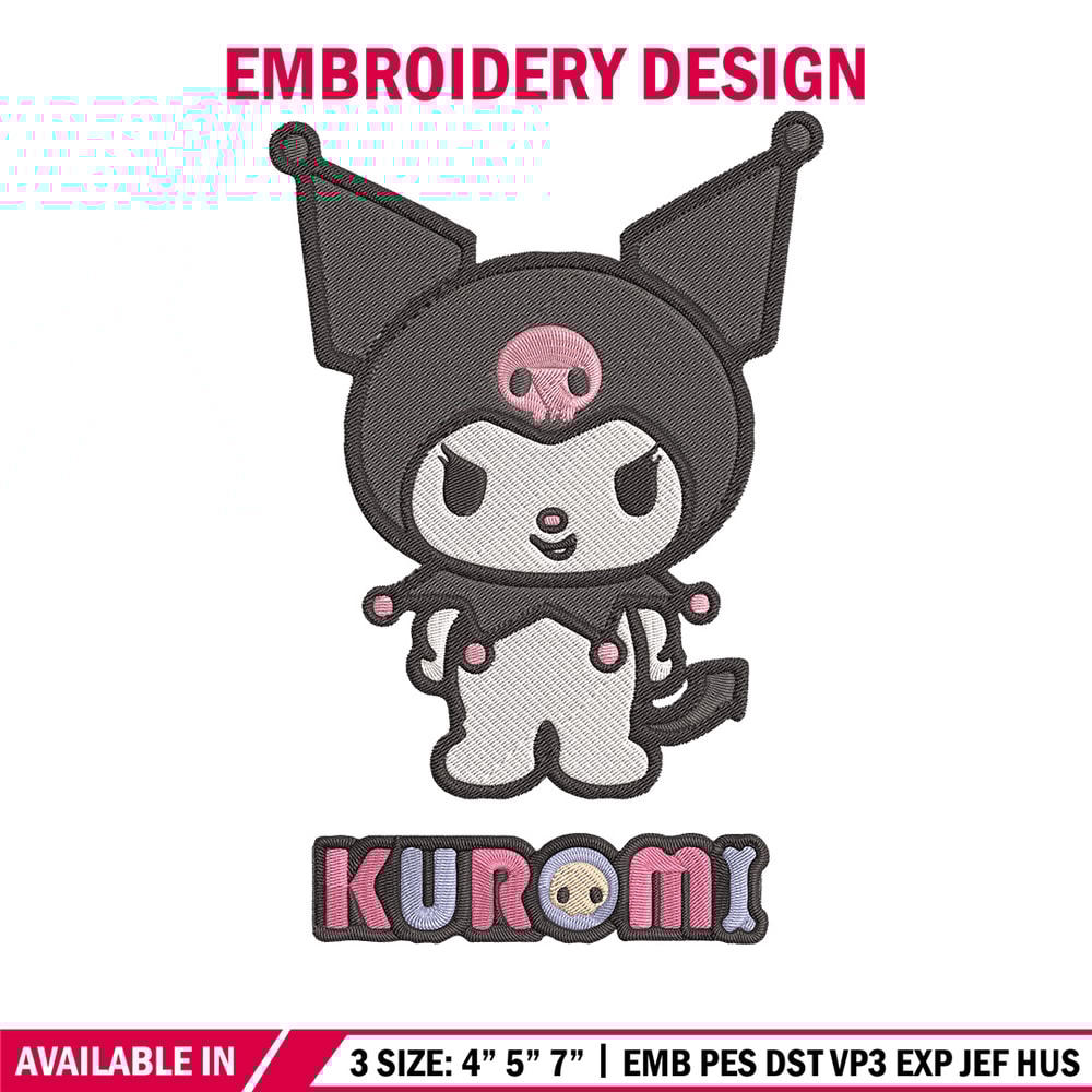 Kuromi logo Embroidery Design, Hello kitty Embroidery, Embroidery File,Anime Embroidery, Anime shirt, Digital download.jpg