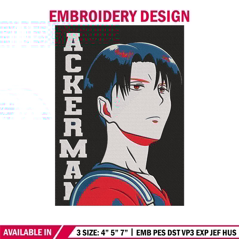 Levi Ackerman Embroidery Design, Aot Embroidery,Embroidery File, Anime Embroidery,Anime shirt,Digital download.jpg