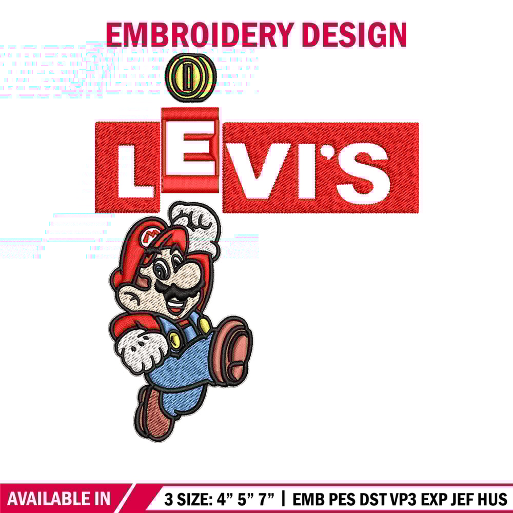 Levi's Mario Embroidery design, Levi's Mario Embroidery, cartoon design, Embroidery File, Levi's logo, Instant download.jpg
