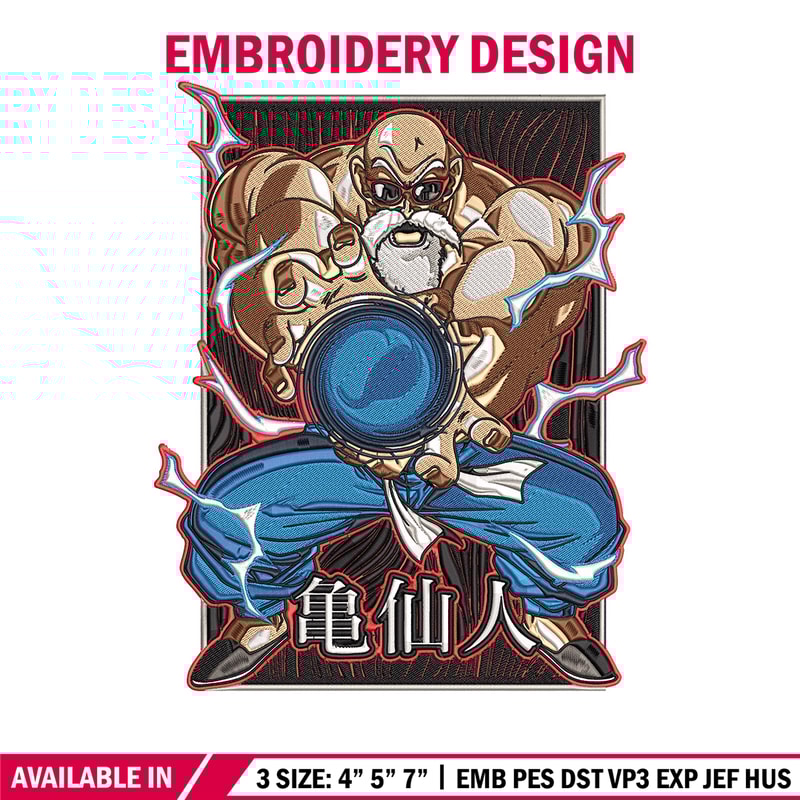 Master Roshi Embroidery Design, Dragonball Embroidery, Embroidery File, Anime Embroidery, Anime shirt, Digital download..jpg