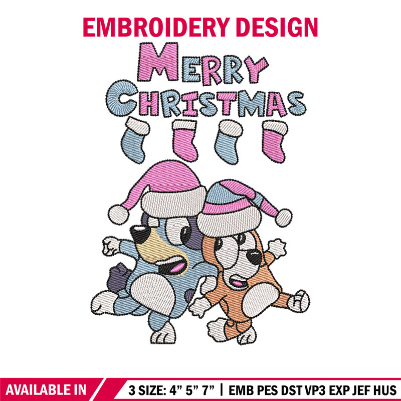 Merry chrismas embroidery design, Bluey embroidery, Chrismas design, Embroidery file, Embroidery shirt, Digital download.jpg