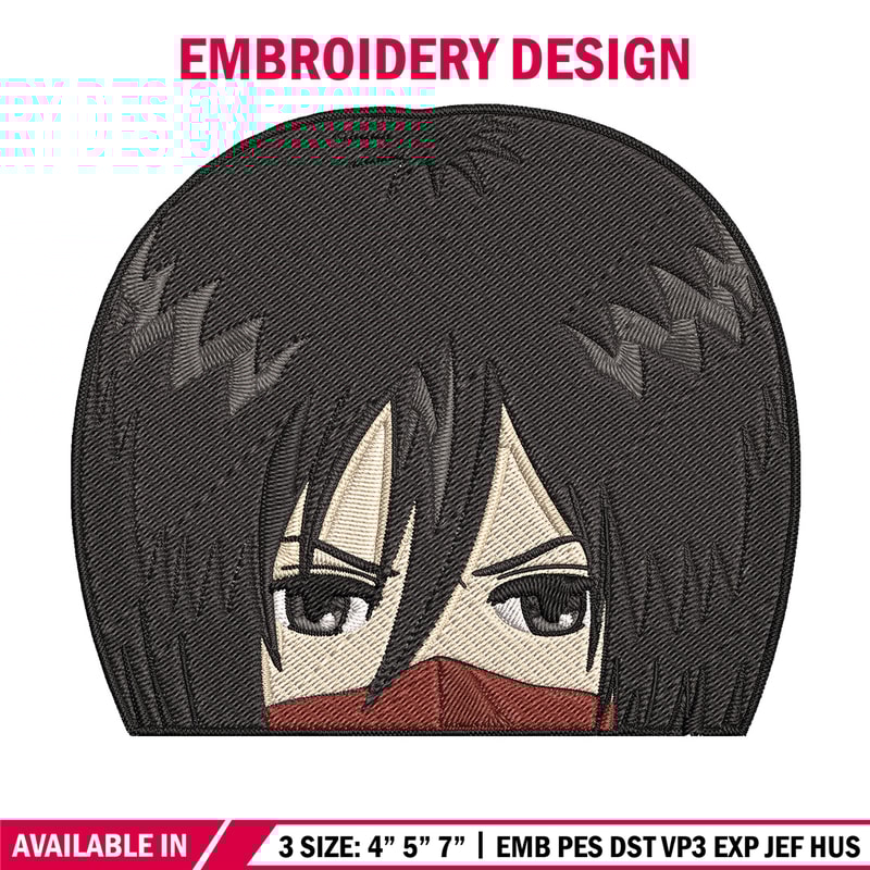 Mikasa Peeker Embroidery Design, Aot Embroidery, Embroidery File, Anime Embroidery, Anime shirt, Digital download.jpg