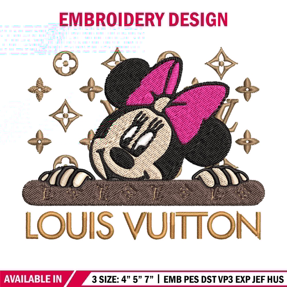 Minnie head lv Embroidery Design, Lv Embroidery, Embroidery File, Brand Embroidery, Logo shirt, Digital download.jpg