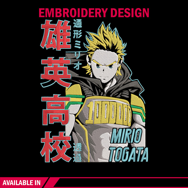 Mirio Togata Embroidery Design, Mha Embroidery, Embroidery File, Anime Embroidery, Anime shirt, Digital download.jpg