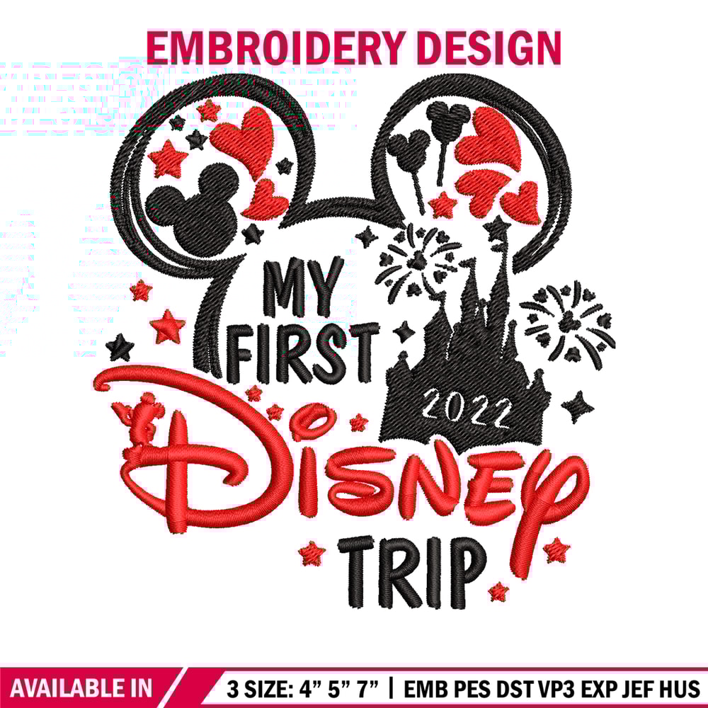My First Disney Trip Embroidery design, Disney Embroidery, Disney design, Embroidery File, Digital download..jpg