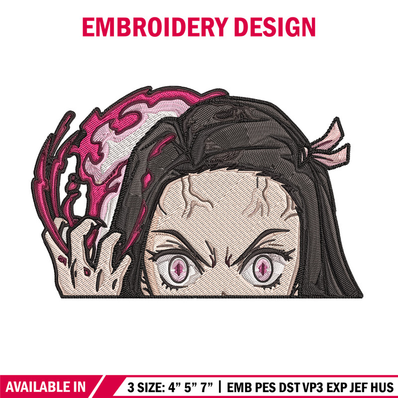 Nezuko demon Peeker Embroidery Design, Demon slayer Embroidery, Embroidery File, Anime Embroidery, Digital download.jpg
