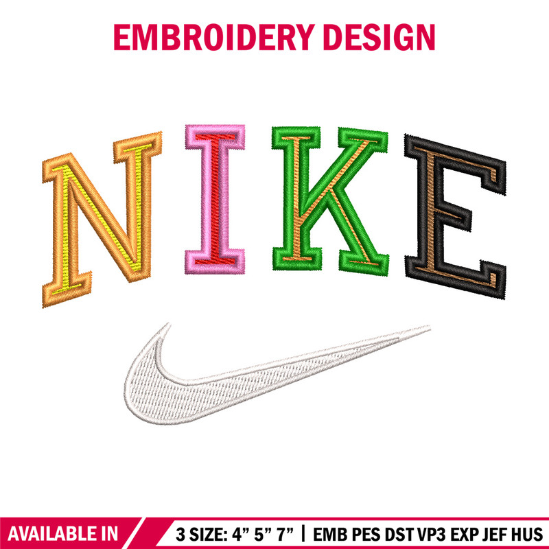 Nike color embroidery design, Nike embroidery, Nike design, Embroidery shirt, Embroidery file, Digital download.jpg