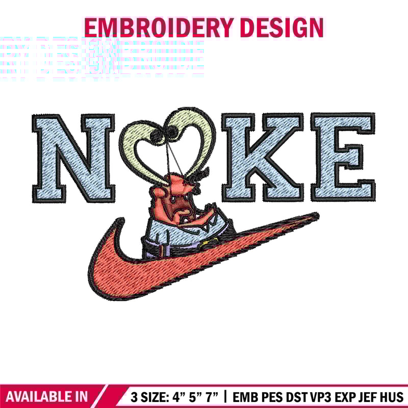 Nike krab Embroidery Design, Spongebob Embroidery, Nike Embroidery, Embroidery File, Logo shirt,Digital download.jpg