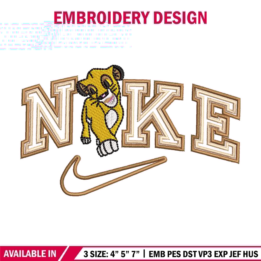 Nike lion child embroidery design, Lion king embroidery,Nike design, Embroidery shirt, Embroidery file, Digital download.jpg