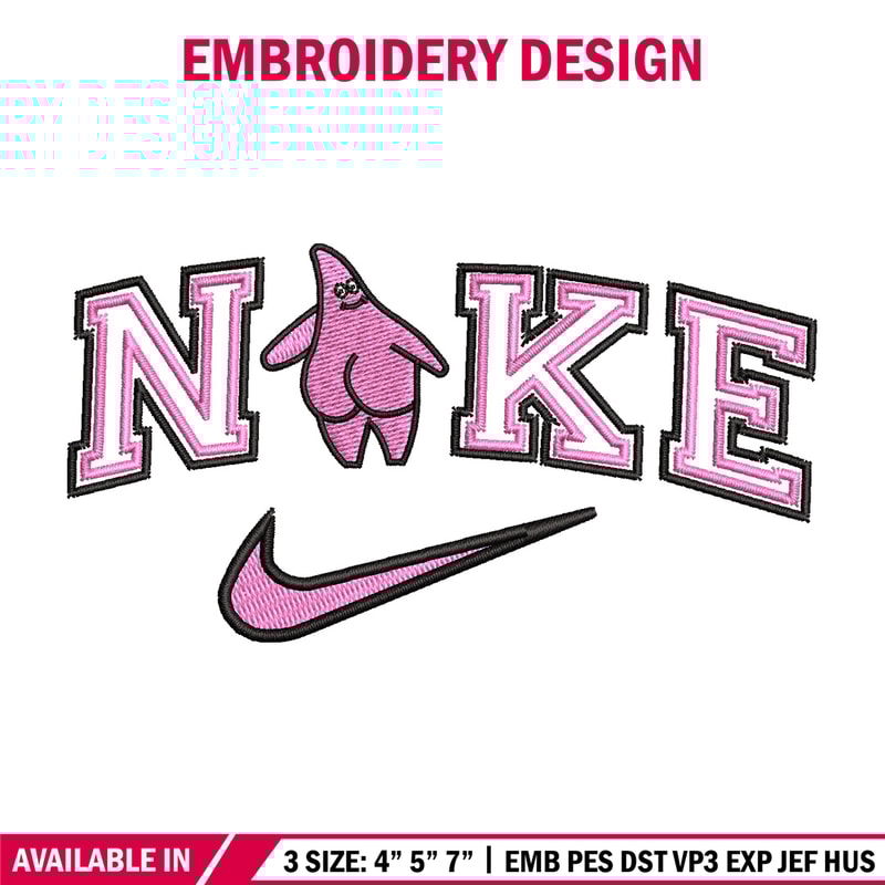 Nike patrick embroidery design, Spongebob embroidery, Nike design, Embroidery file, Embroidery shirt, Digital download.jpg