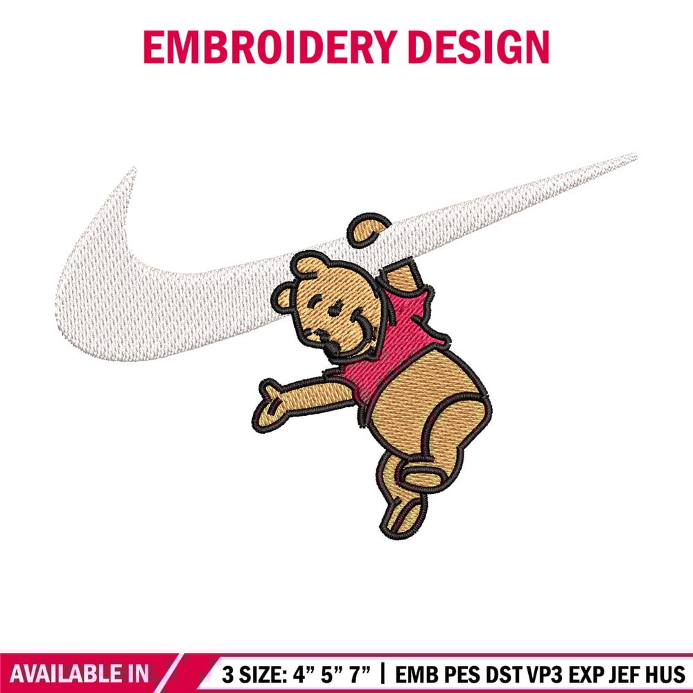 Nike pooh embroidery design, Disney pooh embroidery, Nike design, Embroidery shirt, Embroidery file, Digital download.jpg