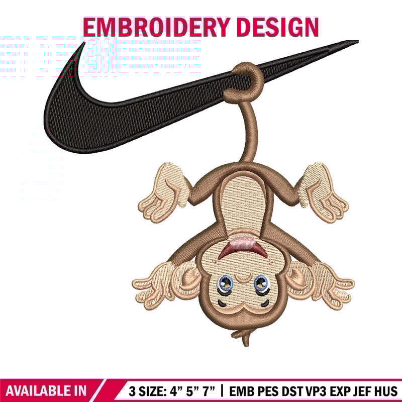 Nike x monkey embroidery design, Monkey embroidery, Nike design, Embroidery shirt, Embroidery file, Digital download.jpg