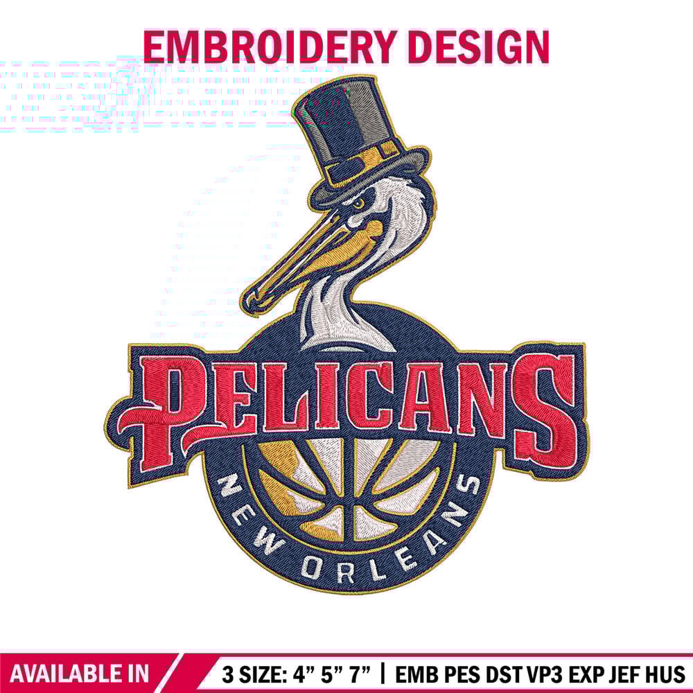 Orleans Pelicans logo embroidery design, NBA embroidery, Sport embroidery, Logo sport embroidery, Embroidery design.jpg