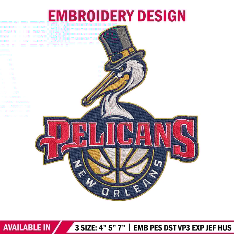 Orleans Pelicans logo embroidery design, NBA embroidery, Sport embroidery, Logo sport embroidery, Embroidery design.jpg