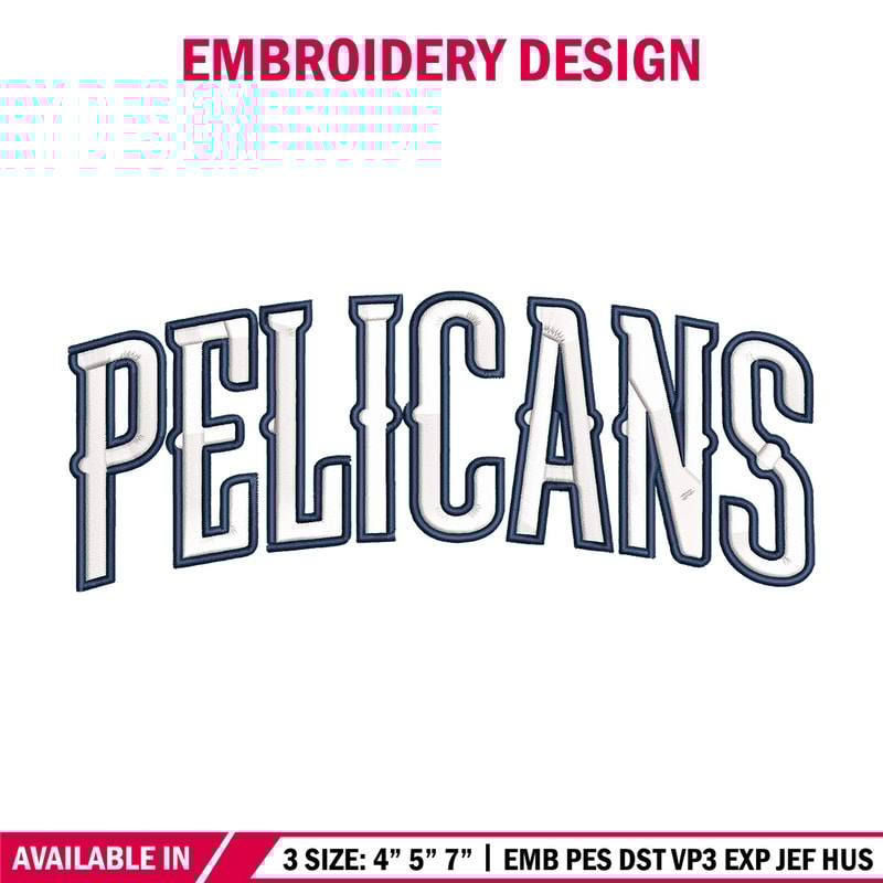 Orleans Pelicans logo embroidery design, NBA embroidery, Sport embroidery,Embroidery design, Logo sport embroidery..jpg