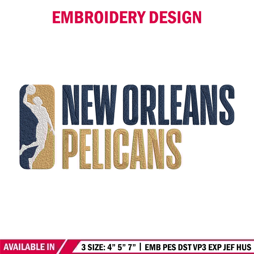 Orleans Pelicans logo embroidery design, NBA embroidery, Sport embroidery,Embroidery design,Logo sport embroidery.jpg