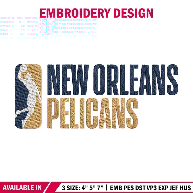 Orleans Pelicans logo embroidery design, NBA embroidery, Sport embroidery,Embroidery design,Logo sport embroidery.jpg