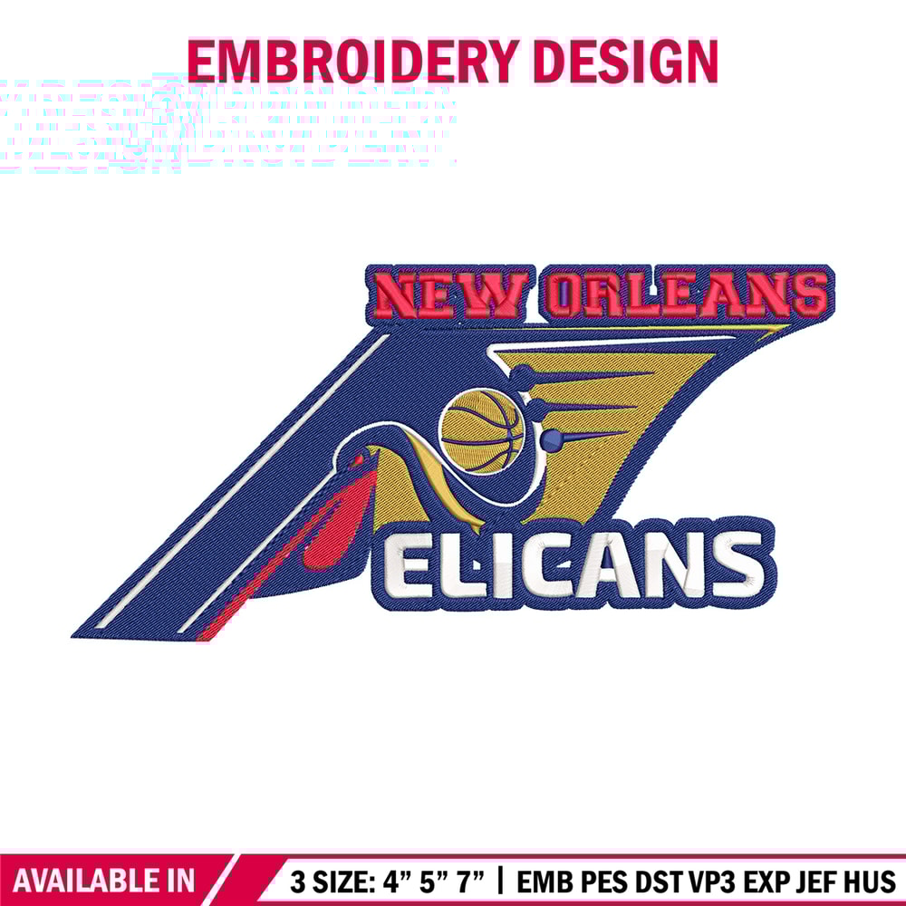 Orleans Pelicans logo embroidery design, NBA embroidery,Sport embroidery, Logo sport embroidery,Embroidery design..jpg