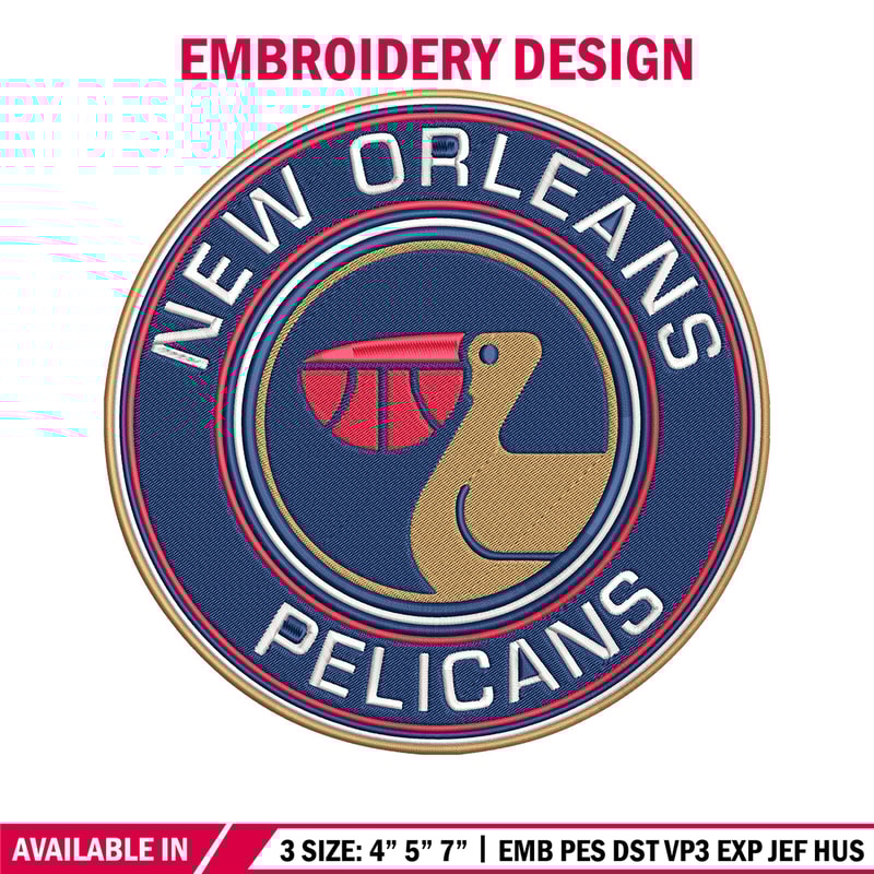 Orleans Pelicans logo embroidery design,NBA embroidery, Sport embroidery, Logo sport embroidery, Embroidery design..jpg
