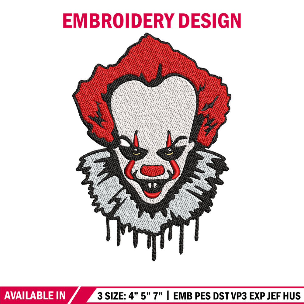 Pennywise Embroidery design, Pennywise Halloween Embroidery, Embroidery File, halloween design, Digital download..jpg