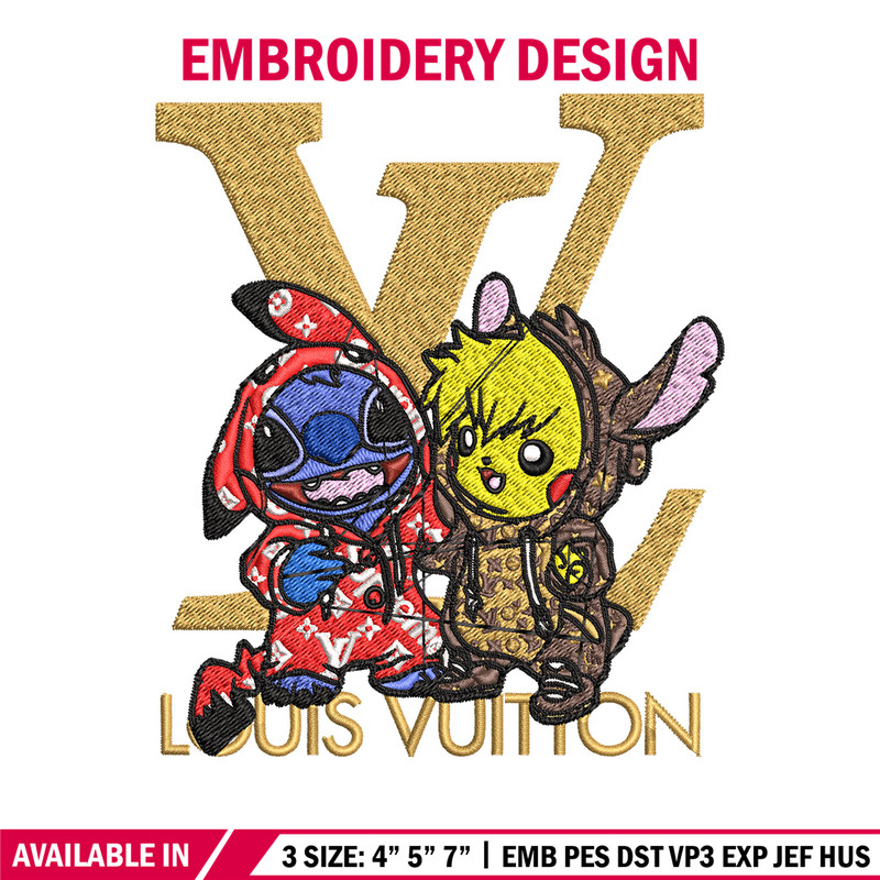 Pikachu x stitch lv Embroidery Design, LV Embroidery, Embroidery File, Logo shirt, Sport Embroidery, Digital download.jpg