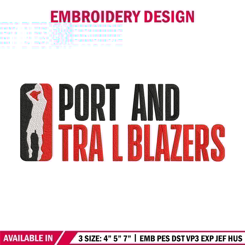 Portland Trail Blazers logo embroidery design, NBA embroidery,Sport embroidery, Embroidery design,Logo sport embroidery.jpg