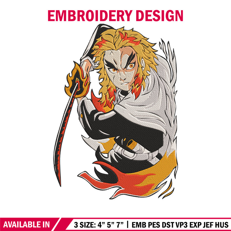 Rengoku Embroidery Design, Demon slayer Embroidery, Embroidery File, Nike Embroidery, Anime shirt, Digital download.jpg