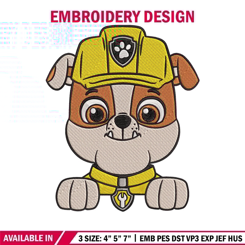 Rubble dog Embroidery Design, Paw patrol Embroidery, Embroidery File, Anime Embroidery, Anime shirt, Digital download..jpg