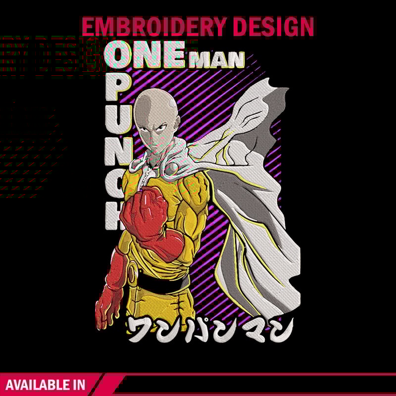 Saitama Embroidery Design, One punch man Embroidery,Embroidery File, Anime Embroidery, Anime shirt, Digital download.jpg