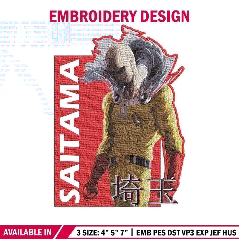 Saitama poster Embroidery Design, One punch man Embroidery, Embroidery File, Anime Embroidery, Anime shirt..jpg