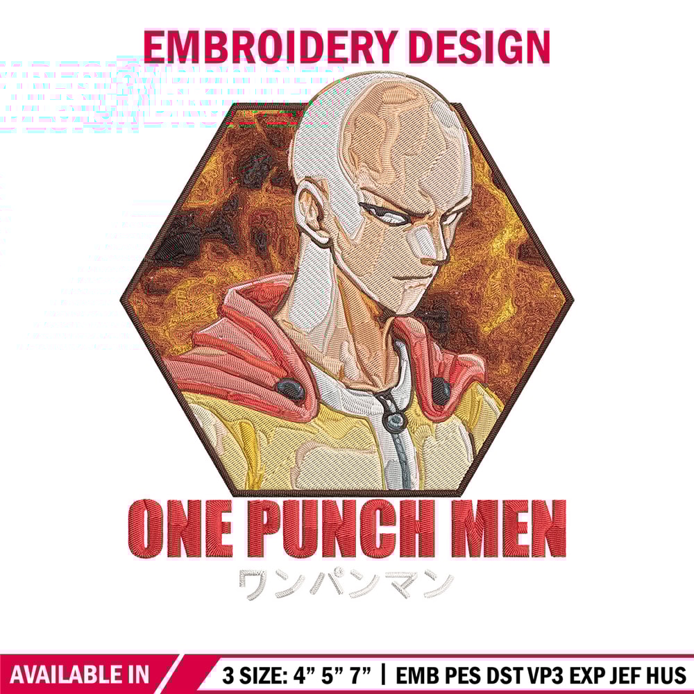 Saitama poster Embroidery Design, One punch man Embroidery, Embroidery File, Anime Embroidery, Anime shirt.jpg