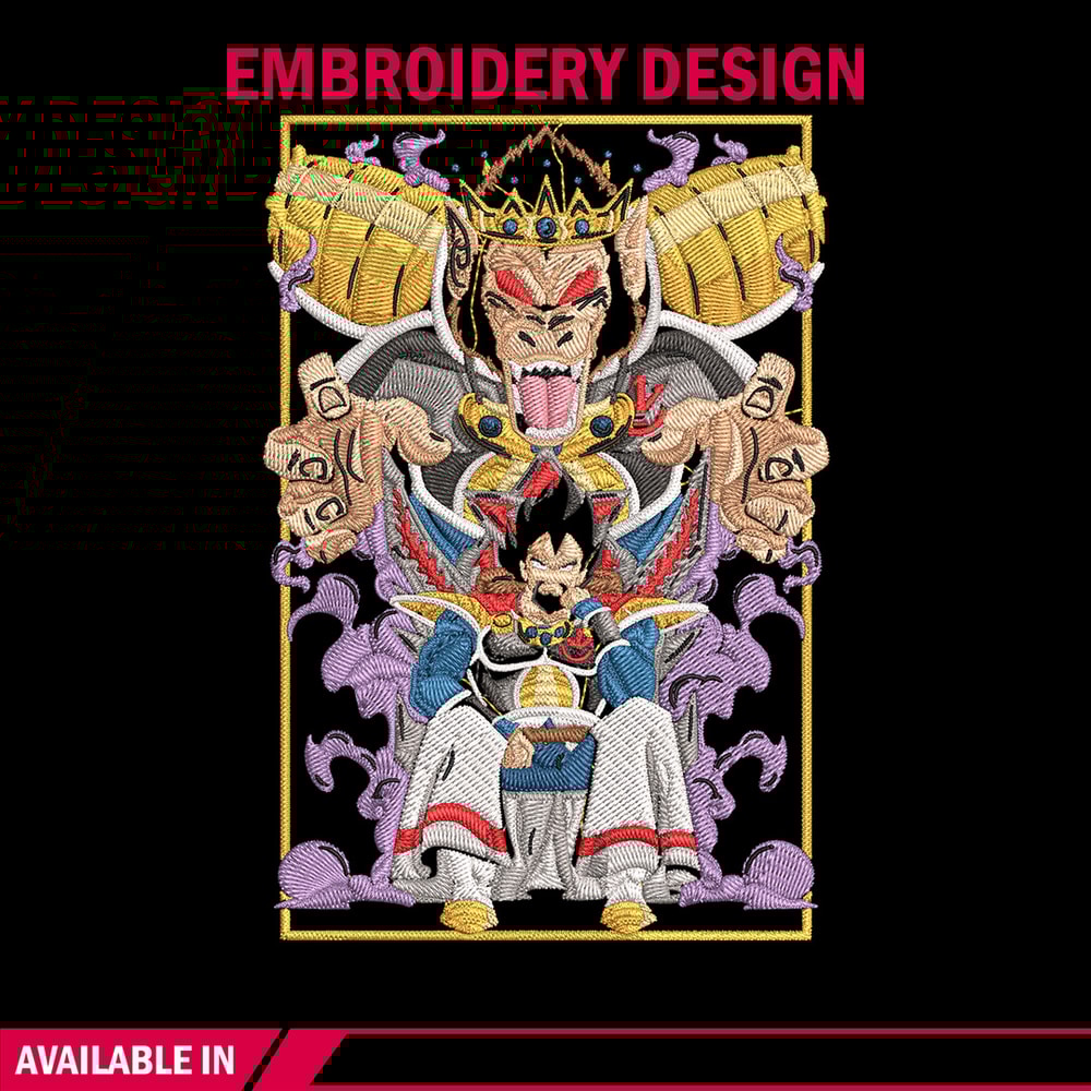 Saiyan king Embroidery Design, Dragonball Embroidery, Embroidery File, Anime Embroidery, Anime shirt, Digital download.jpg