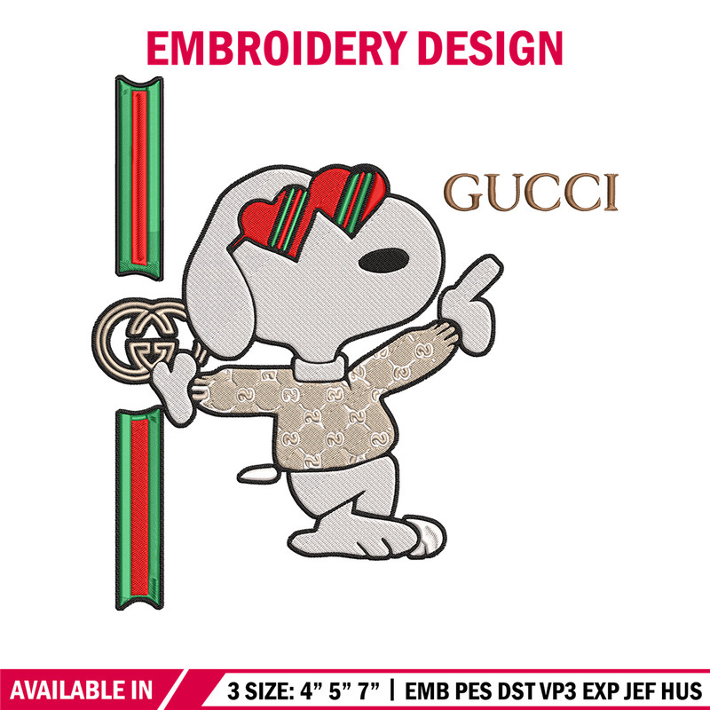 Snoopy x gucci Embroidery Design, Peanuts Embroidery, Embroidery File, Gucci Embroidery, Anime shirt, Digital download.jpg