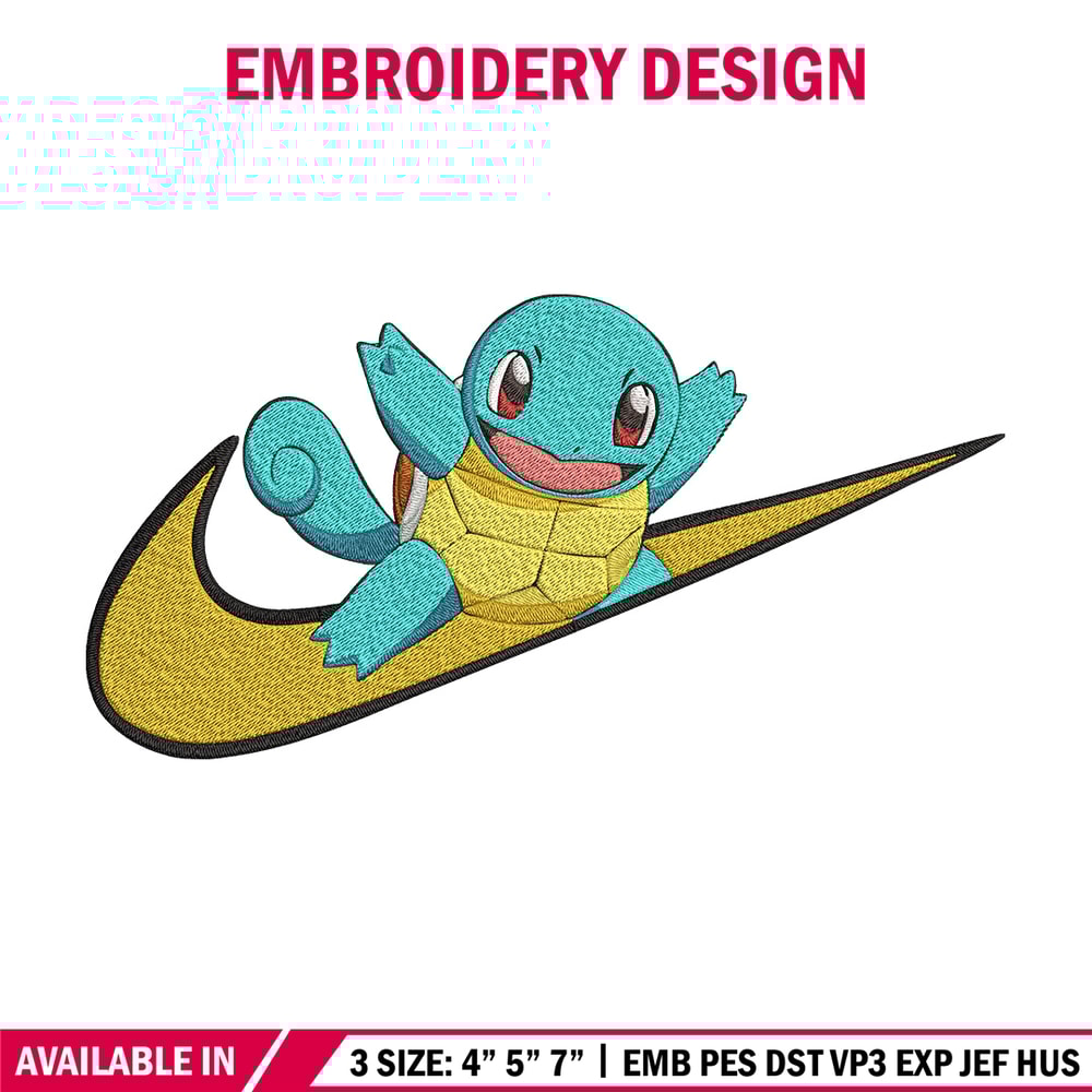 Squirtle x nike Embroidery Design, Pokemon Embroidery, Embroidery File, Nike Embroidery, Anime shirt, Digital download.jpg