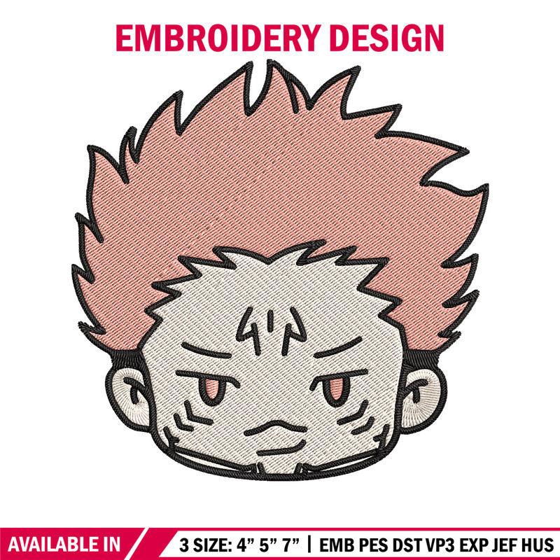 Sukuna chibi Embroidery Design, Jujutsu Embroidery, Embroidery File, Anime Embroidery, Anime shirt, Digital download.jpg