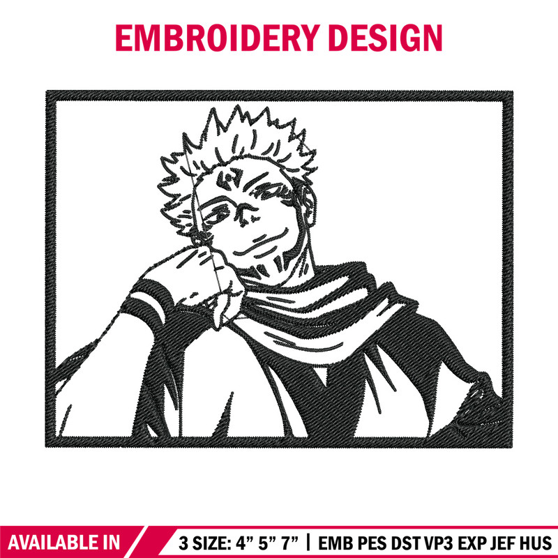 Sukuna rectangle Embroidery Design, Jujutsu Embroidery, Embroidery File, Anime Embroidery, Anime shirt, Digital download.jpg