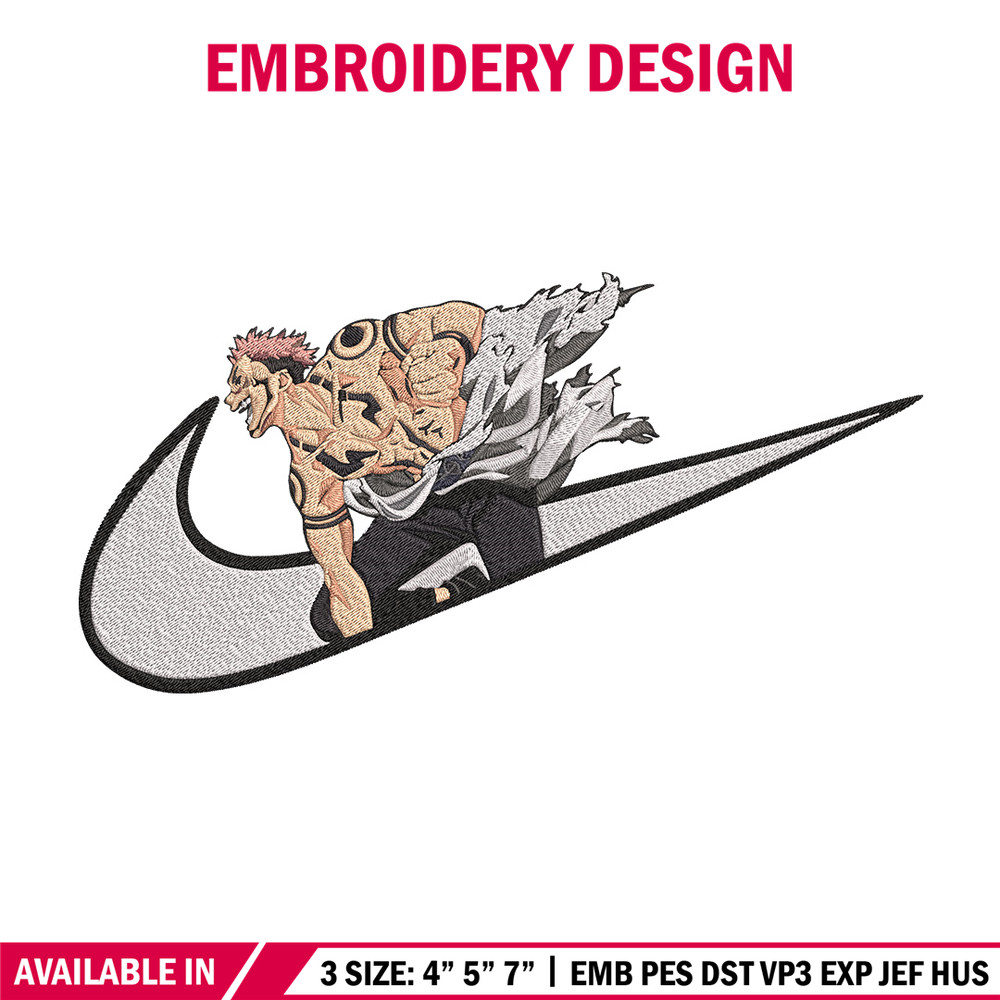 Sukuna x nike Embroidery Design, Jujutsu Embroidery, Embroidery File, Nike Embroidery, Anime shirt, Digital download.jpg