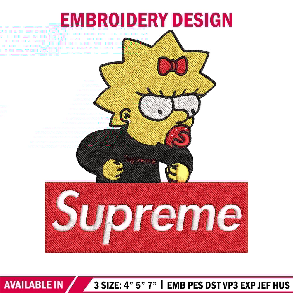 Supreme Lisa Simpson Embroidery design, Simpson Embroidery, cartoon design, Embroidery File, Digital download..jpg