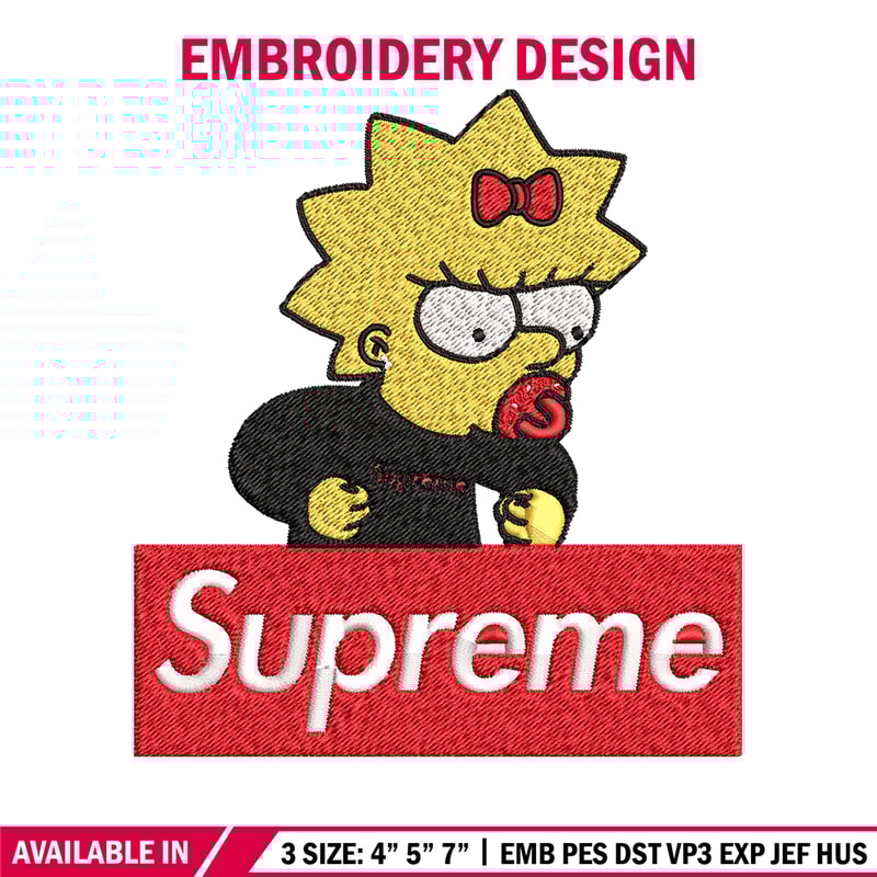 Supreme Lisa Simpson Embroidery design, Simpson Embroidery, cartoon design, Embroidery File, Digital download..jpg