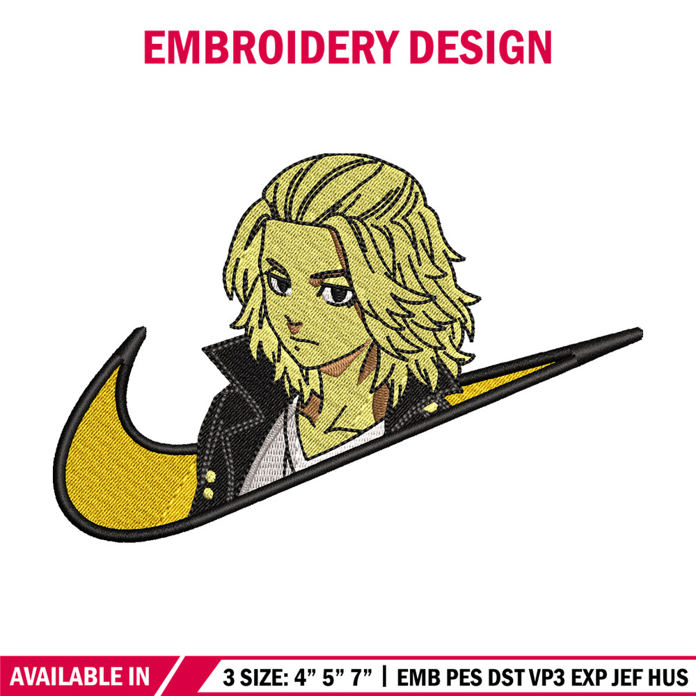 Swoosh Mikey embroidery design, Tokyo Revengers embroidery, Nike design, anime design, anime shirt, Digital download.jpg