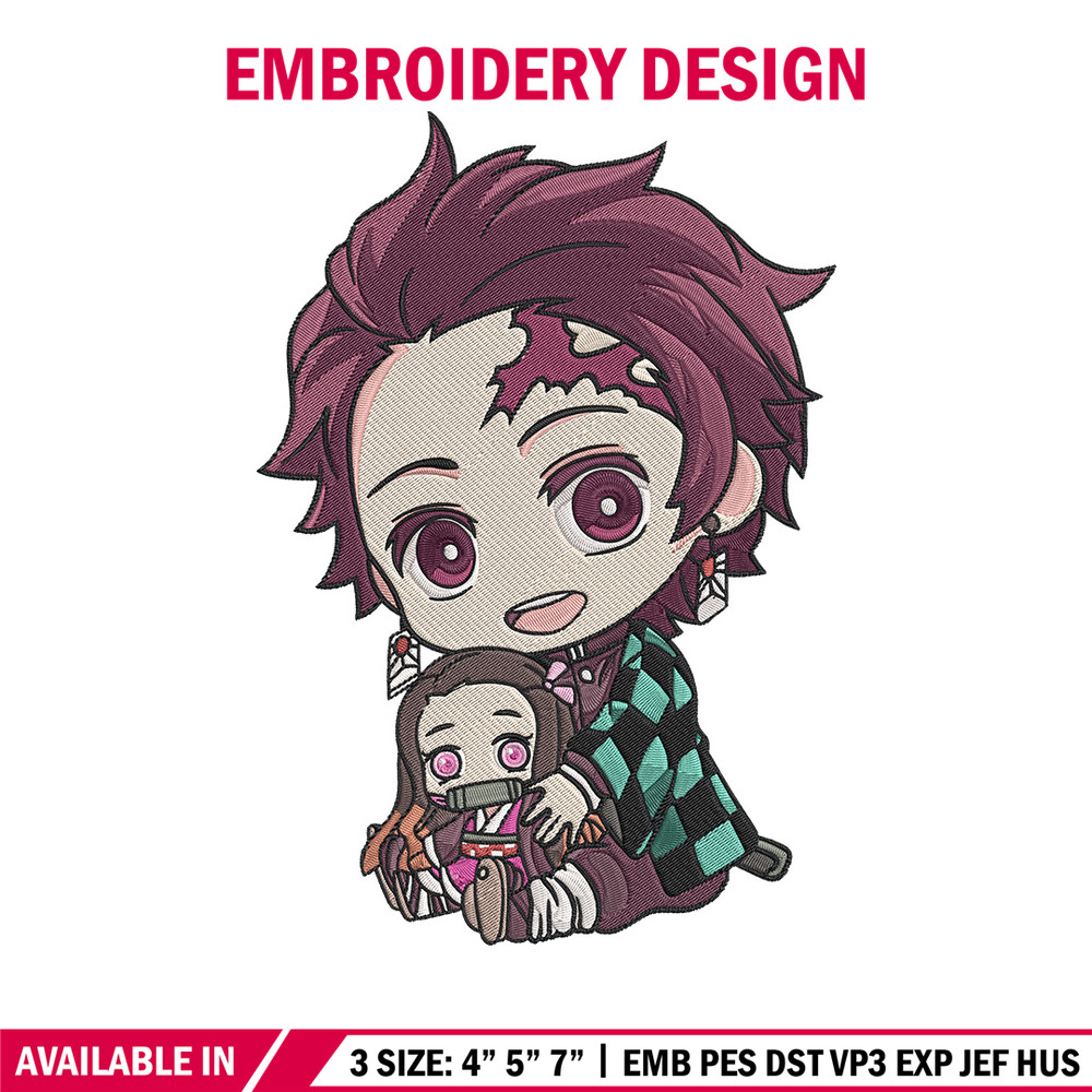 Tanjiro chibi Embroidery Design, Demon slayer Embroidery, Embroidery File, Anime Embroidery,Anime shirt,Digital download.jpg