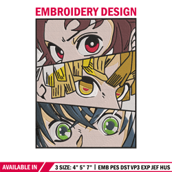 tanjiro friends poster embroidery design, demon slayer embroidery, embroidery file, anime embroidery, digital download