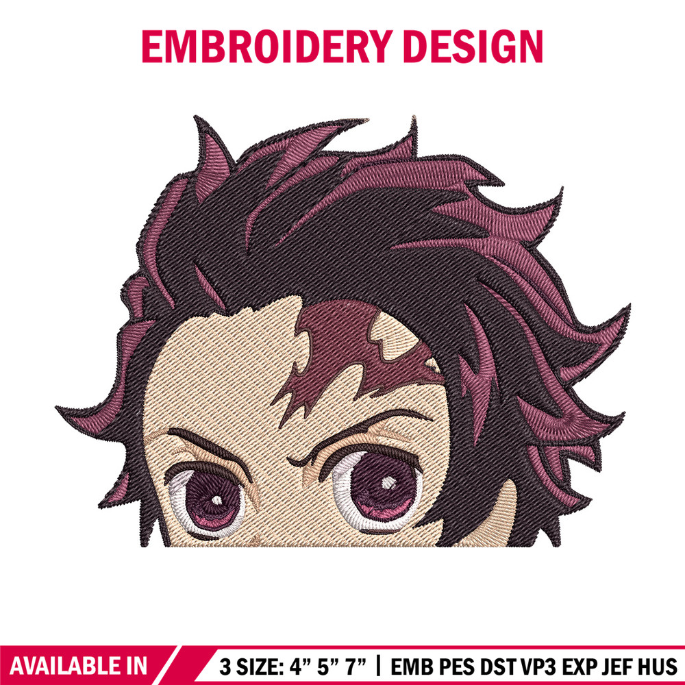 Tanjiro Peeker Embroidery Design, Demon slayer Embroidery, Embroidery File, Anime Embroidery, Digital download.jpg