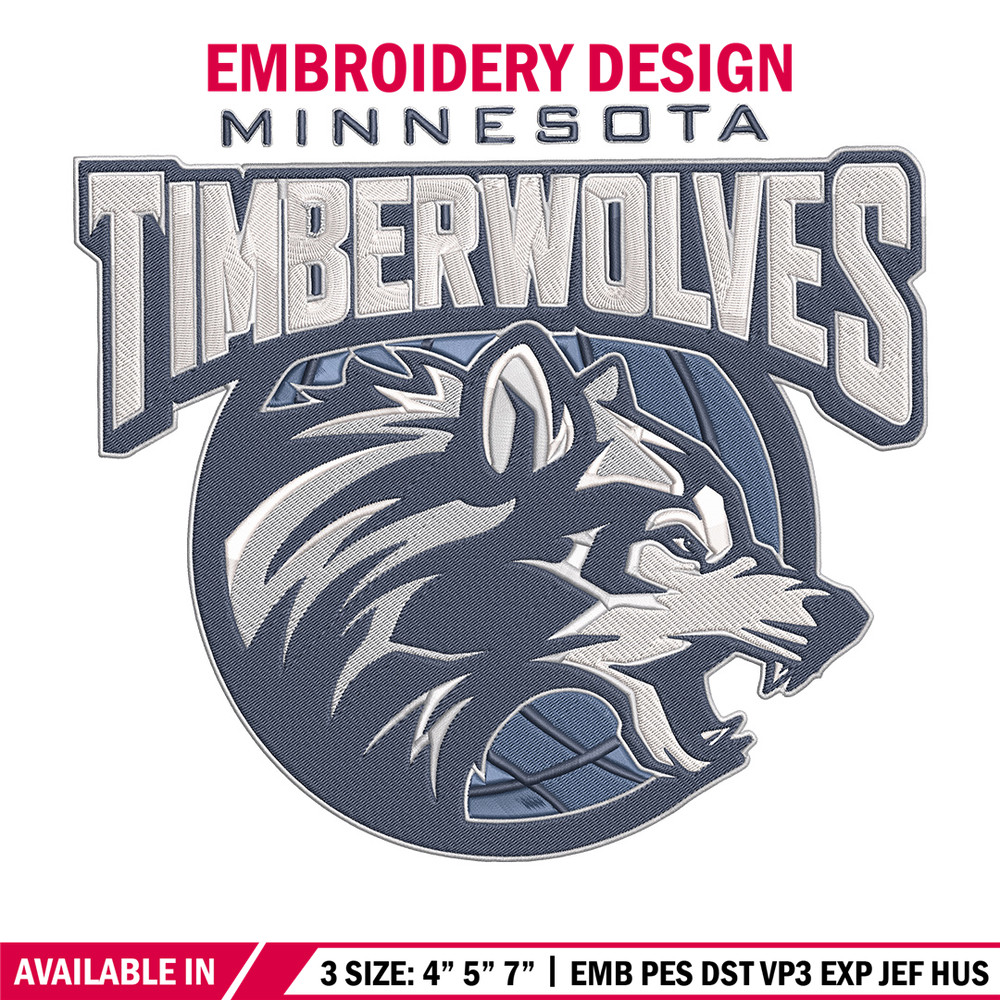 Timberwolves design embroidery design, NBA embroidery, Sport embroidery, Embroidery design, Logo sport embroidery..jpg